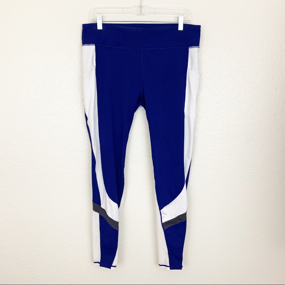 Fabletics Mid Rise Mesh Powerhold Blue Leggings - Picture 4 of 8